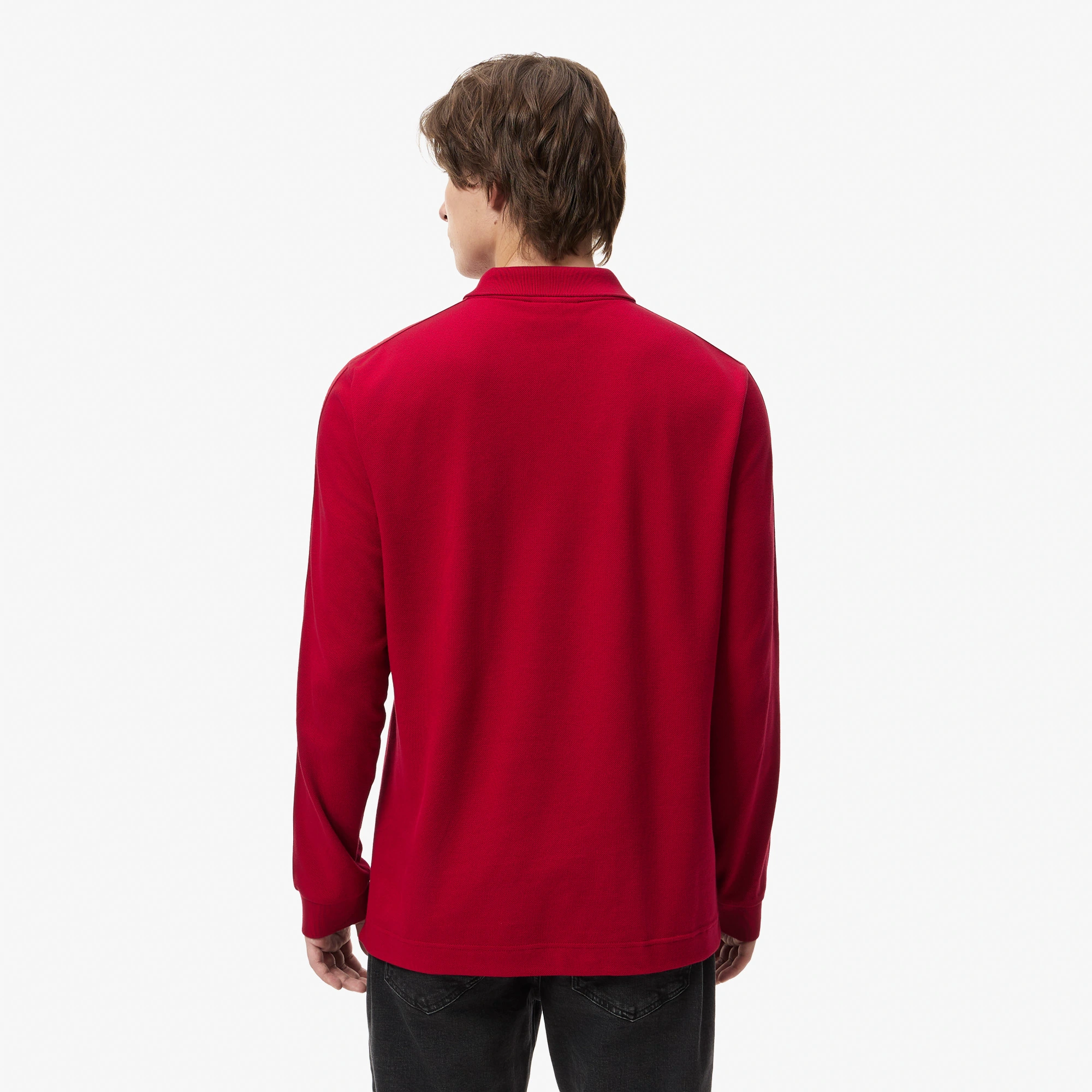 Мужская хлопковая рубашка-поло Lacoste PH2615 бордовый  Фото 2