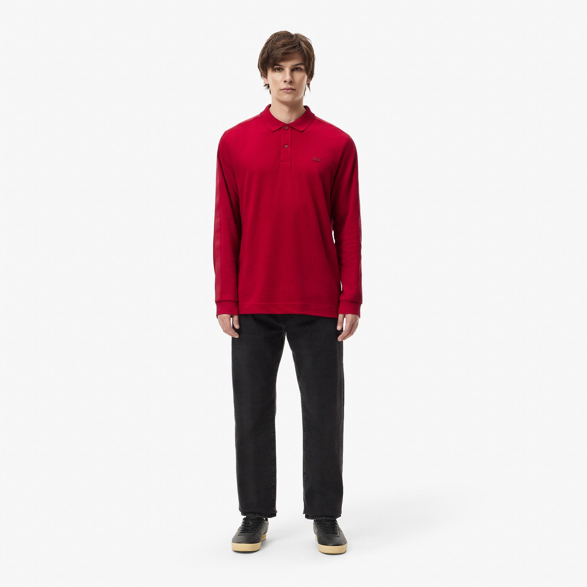 Мужская хлопковая рубашка-поло Lacoste PH2615 бордовый  Фото 5