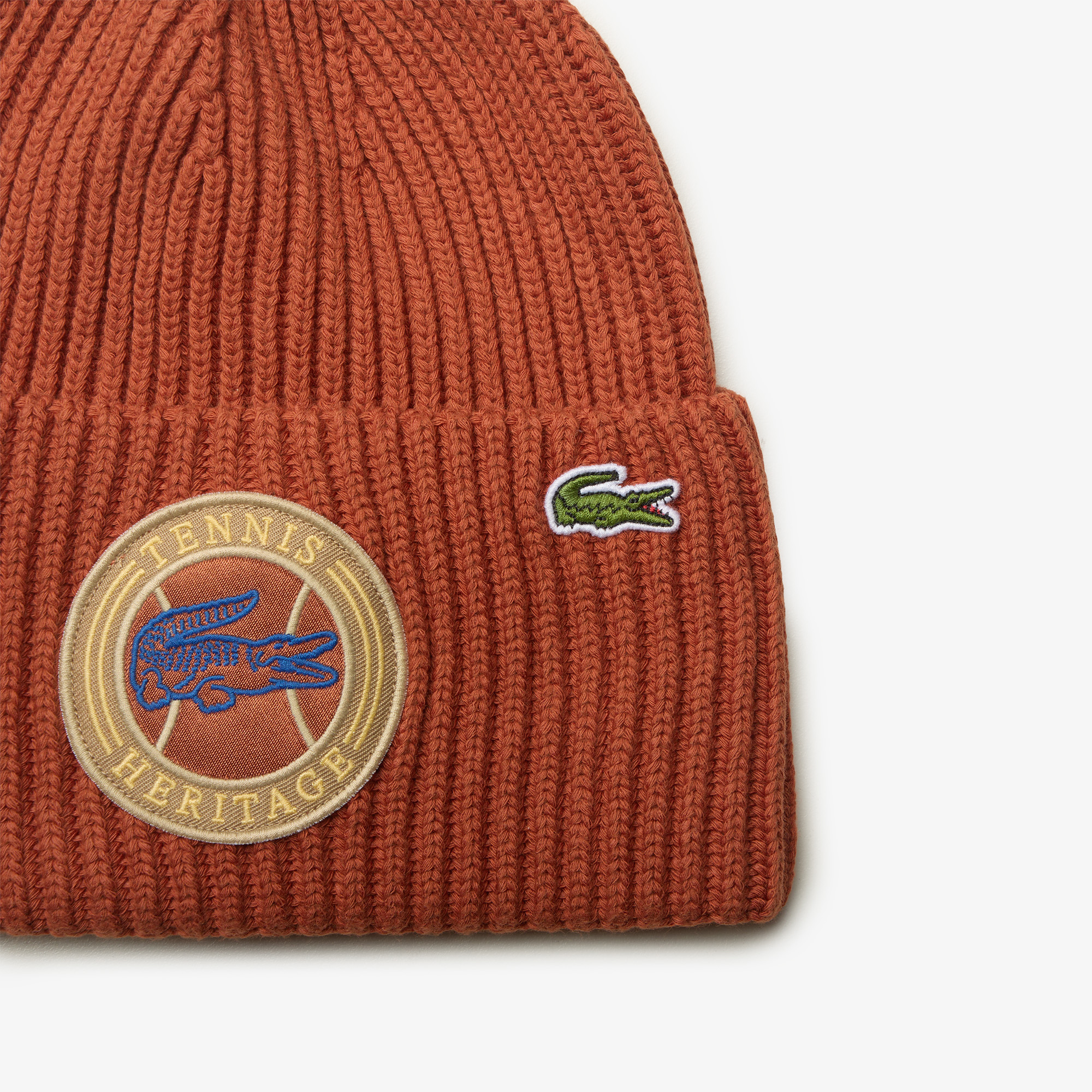 Вязаная шапка Lacoste RB2605 коричневый  Фото 2