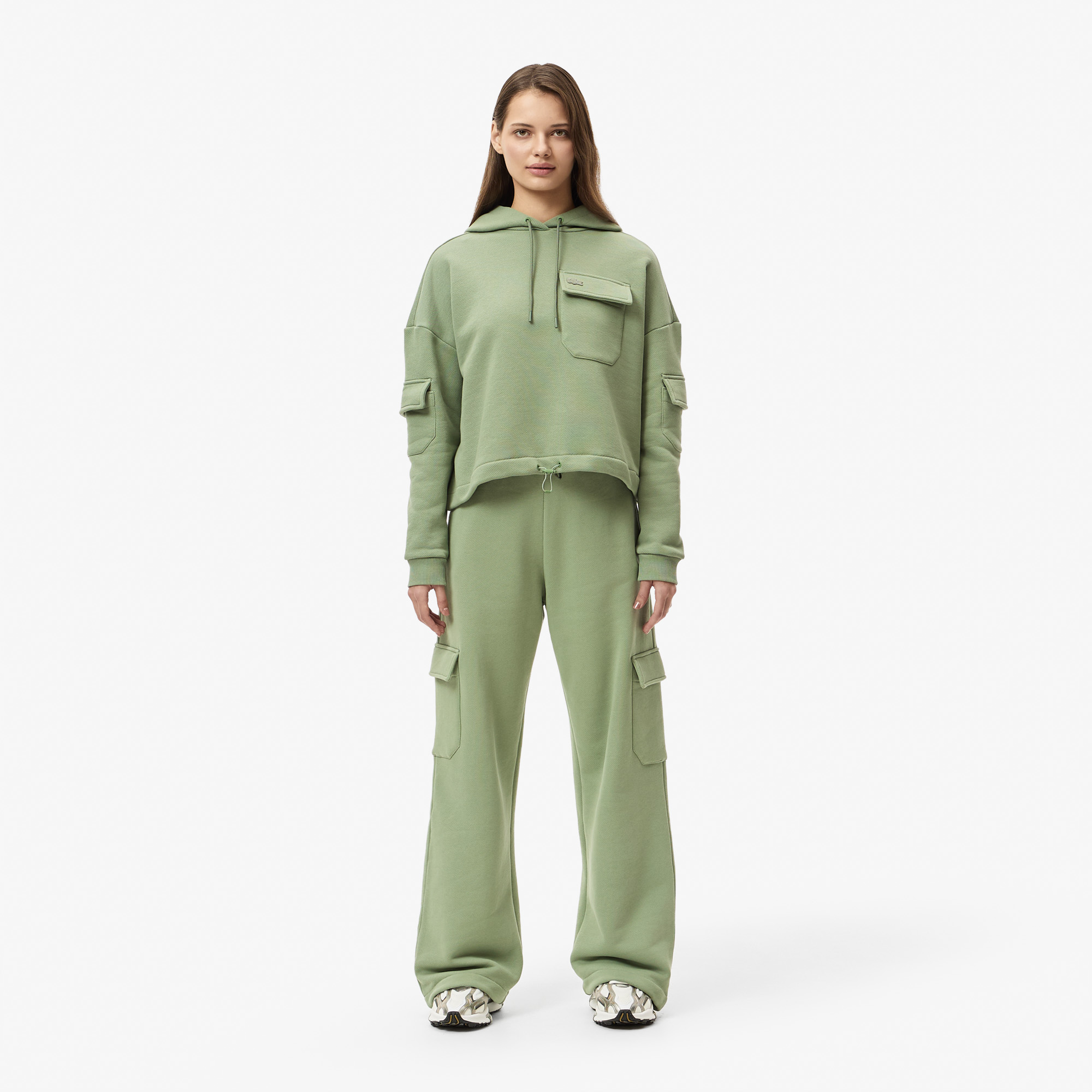 Женский свитшот Lacoste SF2603 зёленый  Фото 4