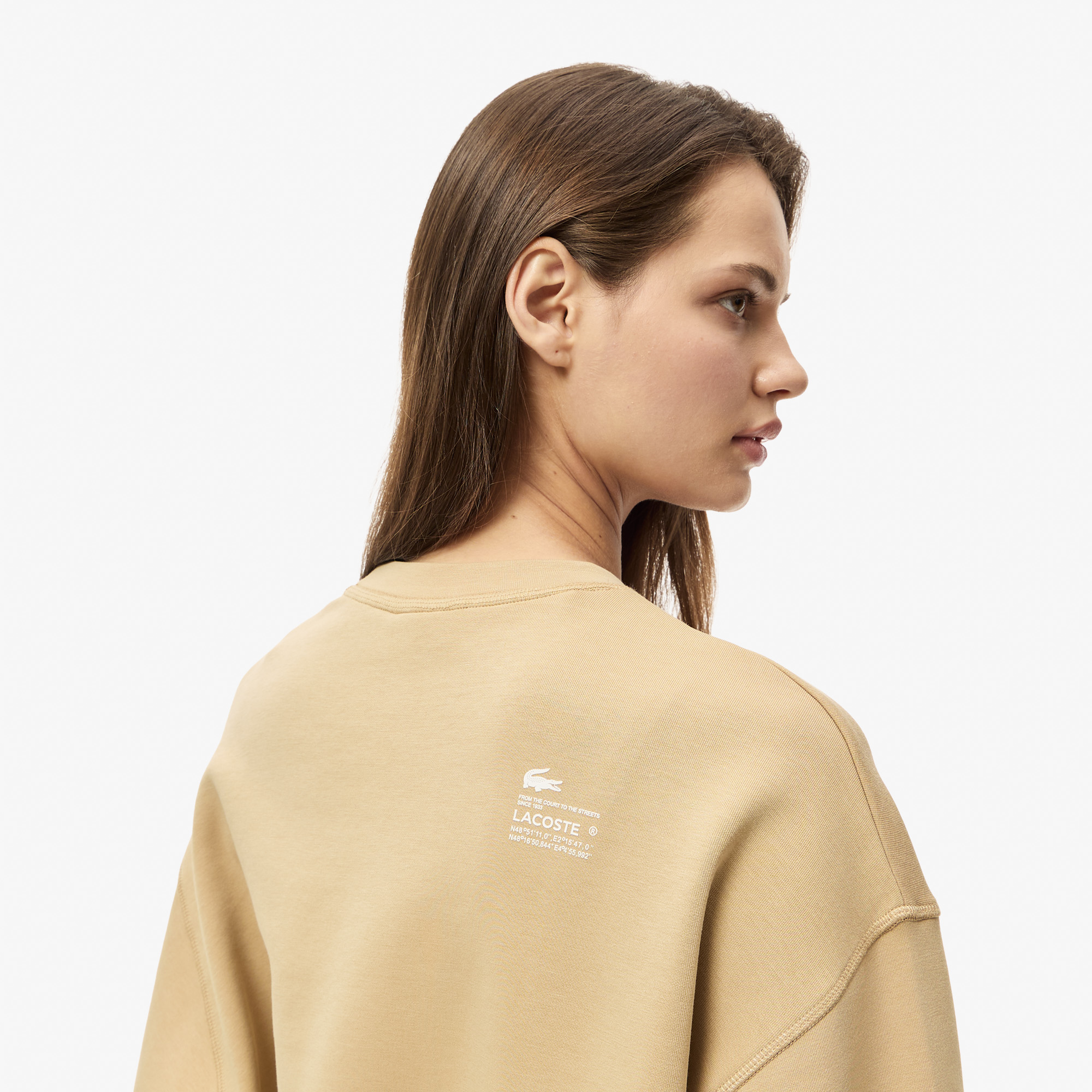 Женская флисовая толстовка Lacoste на молнии SF5614P бежевый  Фото 4