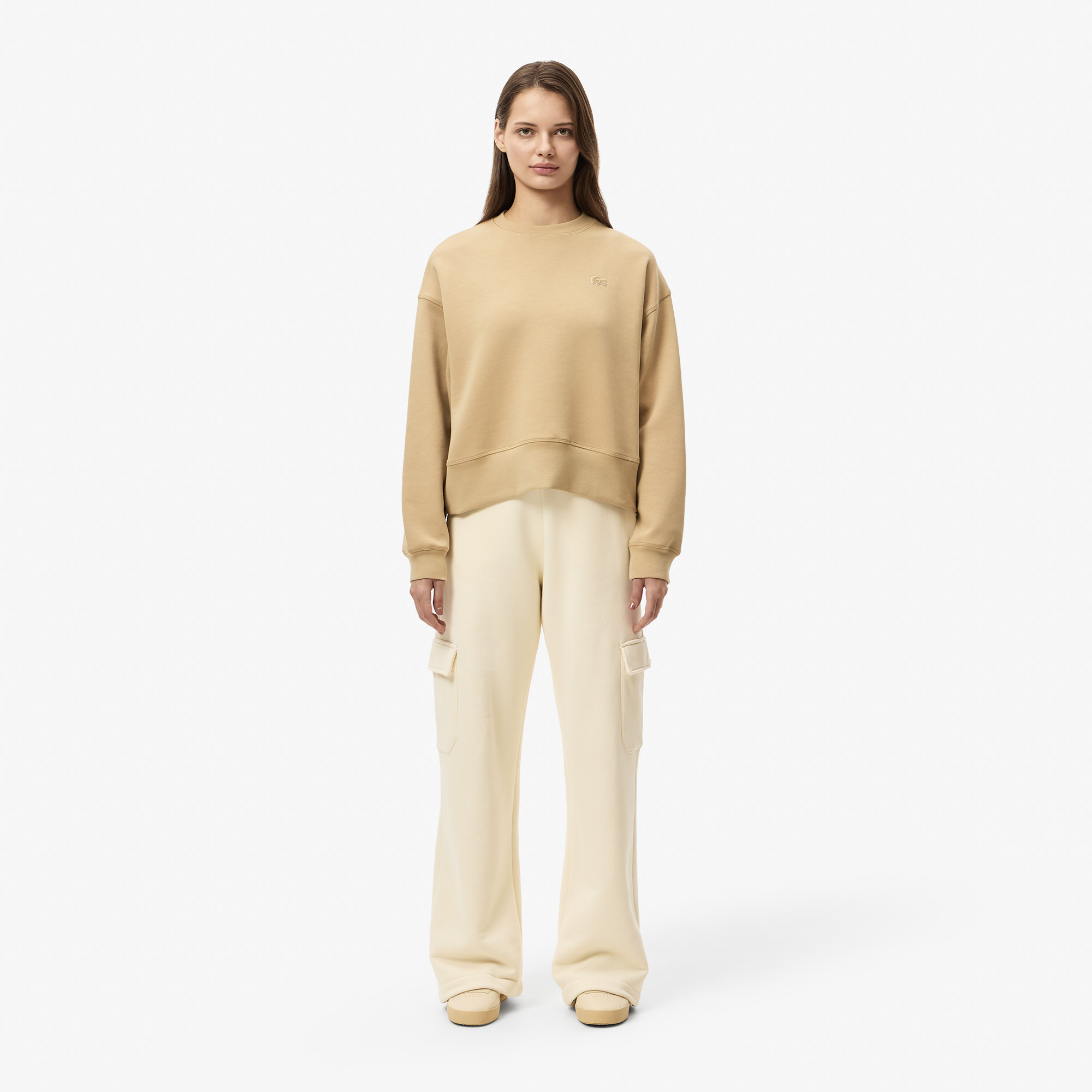 Женская флисовая толстовка Lacoste на молнии SF5614P бежевый  Фото 5