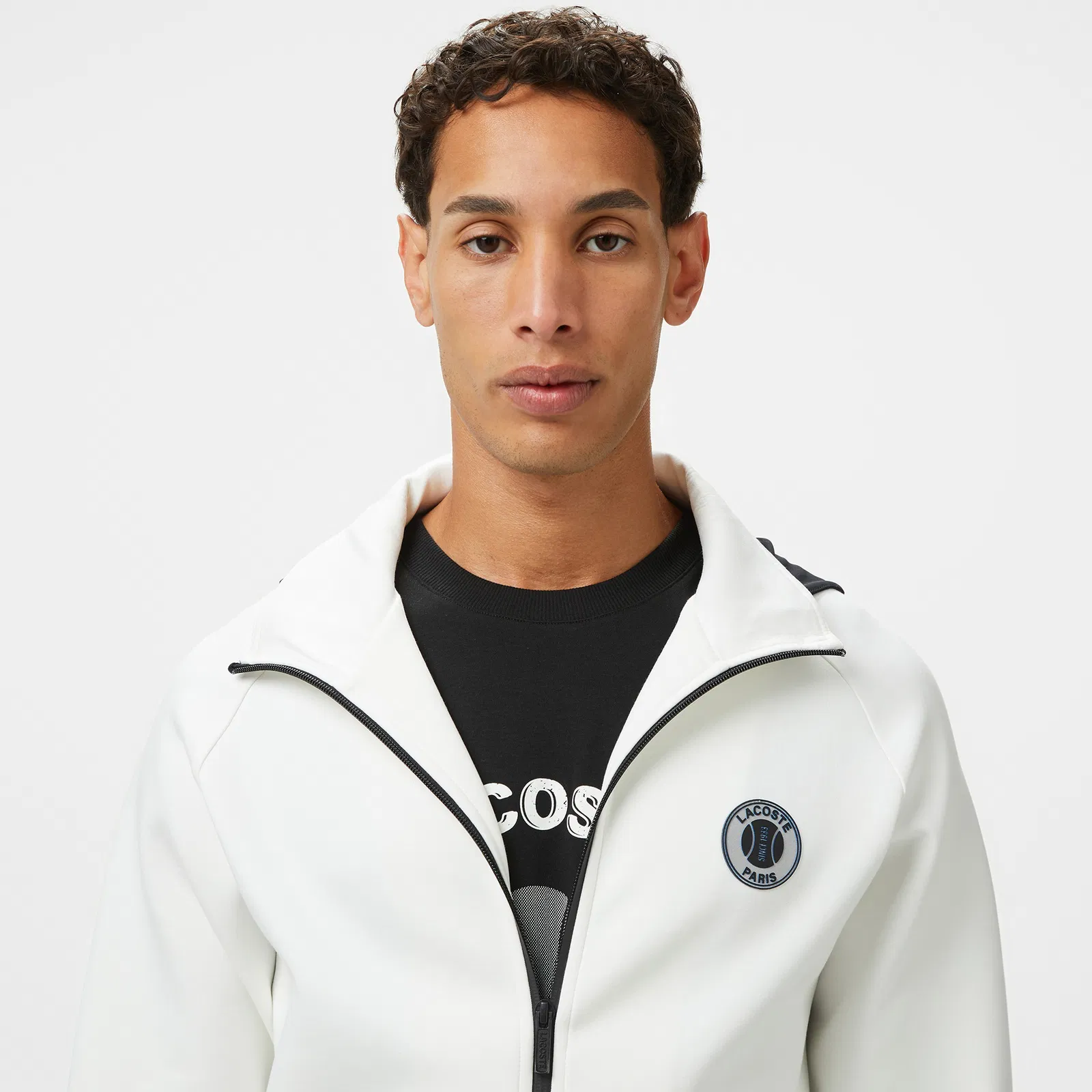 Мужская толстовка Lacoste из эластичного хлопка SH0501 белый  Фото 3