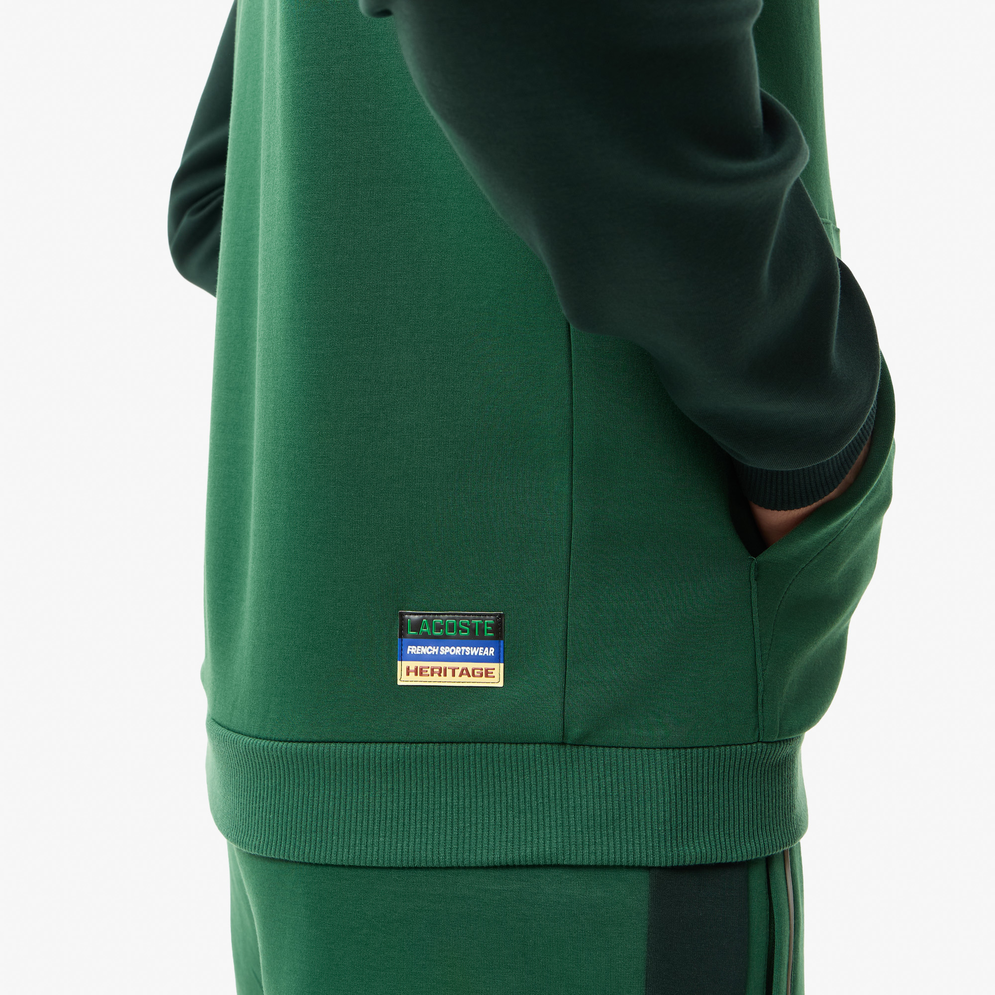 Мужской хлопковый свитшот Lacoste SLIM FIT SH2602 зелёный  Фото 4