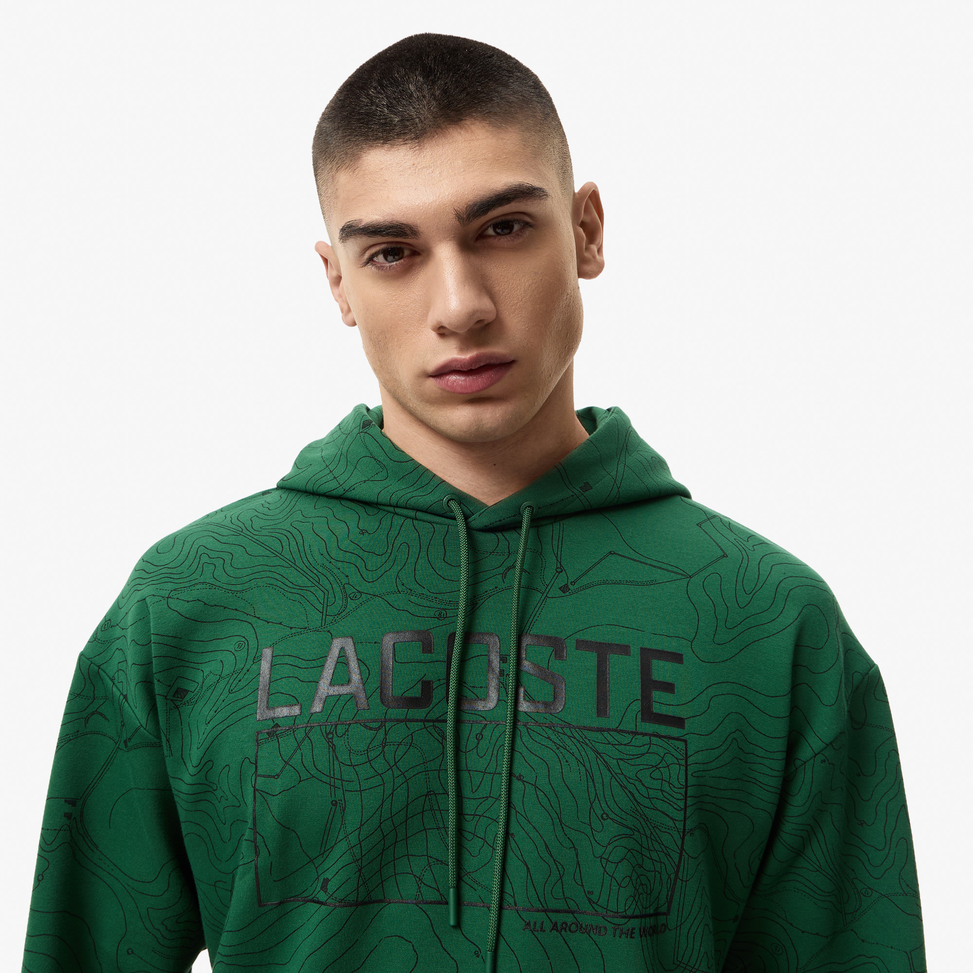 Мужской хлопковый свитшот Lacoste OVERSIZE FIT SH2604R зелёный  Фото 3