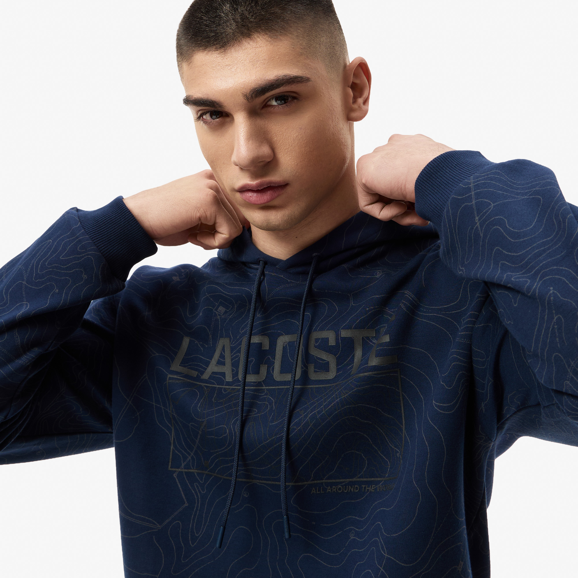 Мужской хлопковый свитшот Lacoste OVERSIZE FIT SH2604R синий  Фото 3