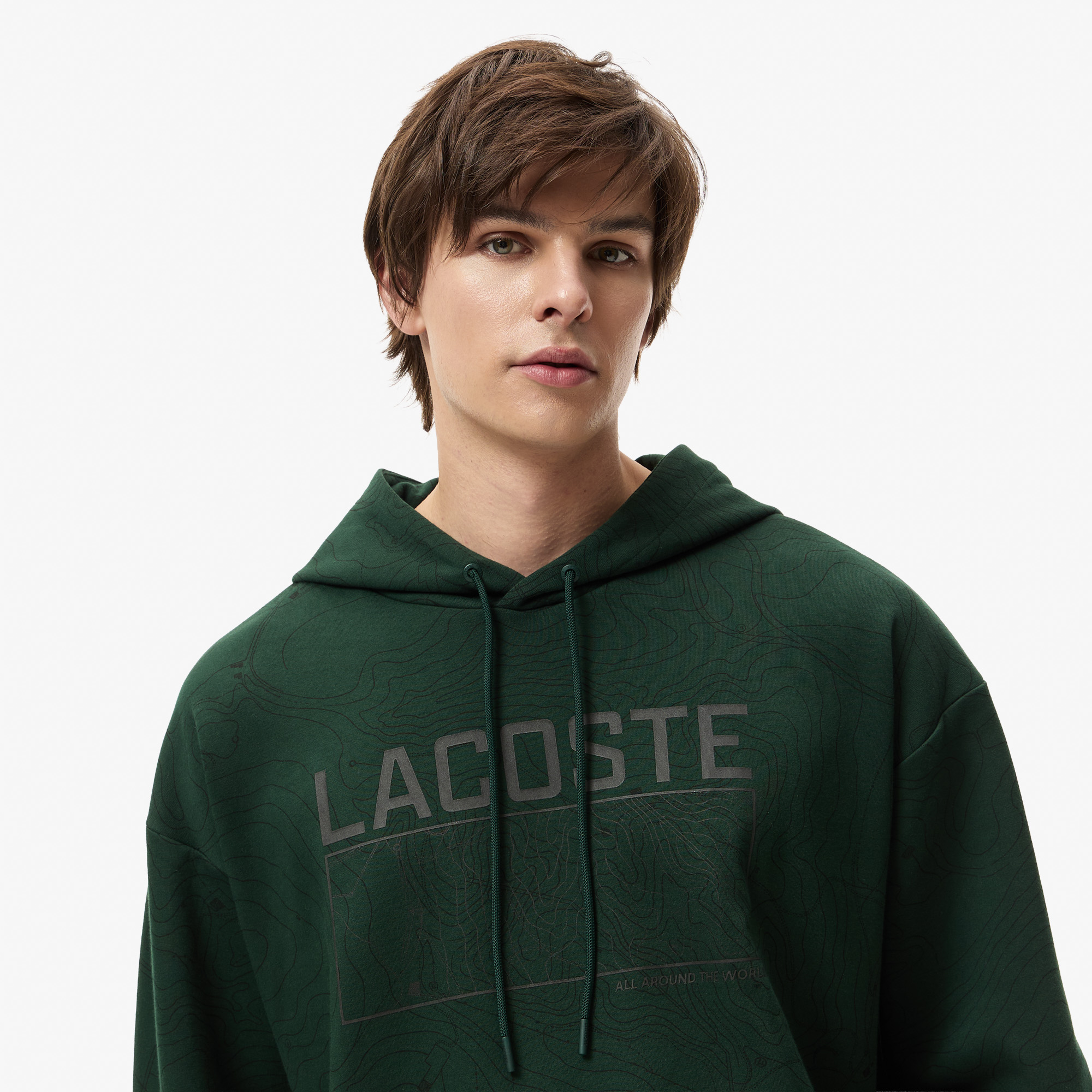 Мужской хлопковый свитшот Lacoste OVERSIZE FIT SH2604R зёленый  Фото 3