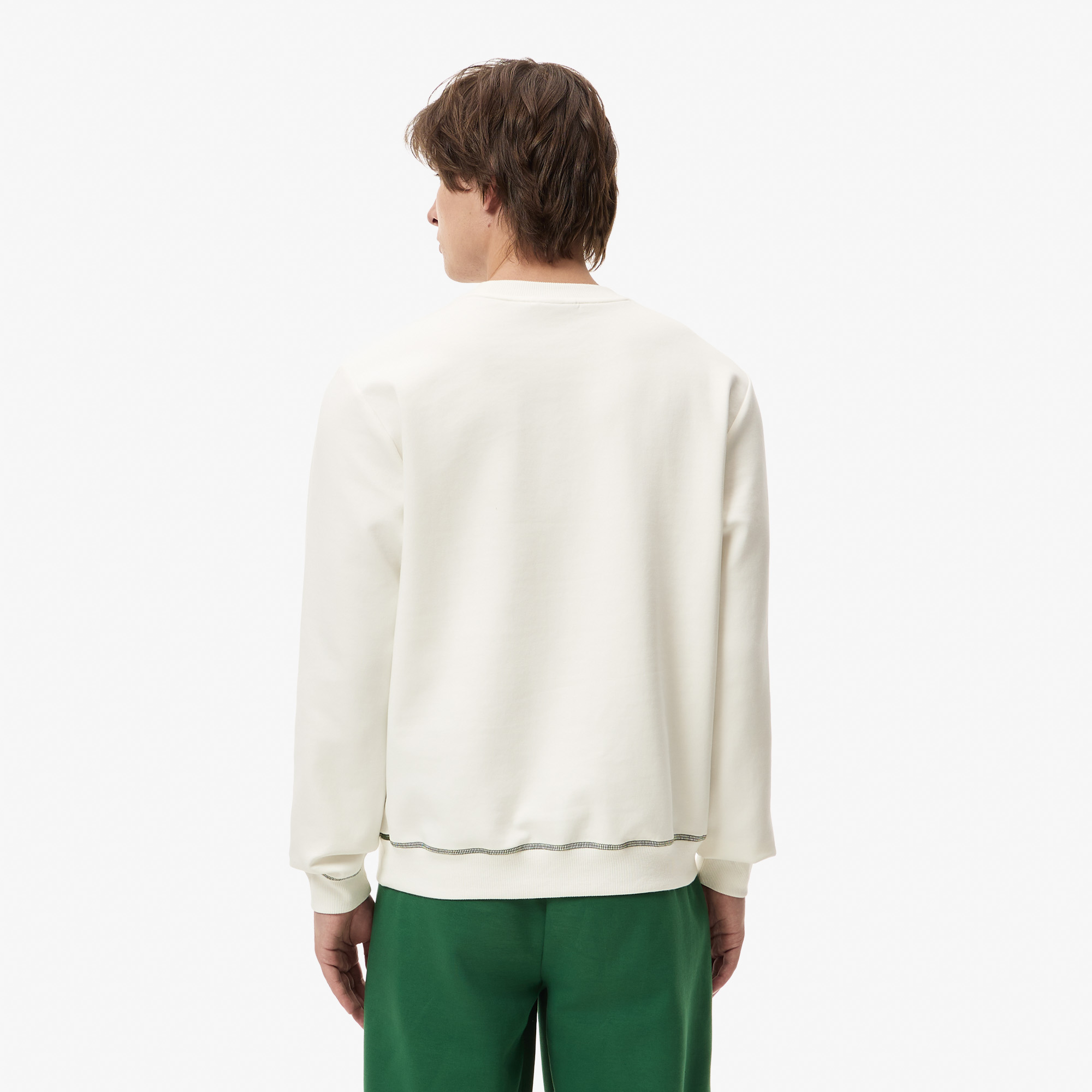 Мужской хлопковый свитшот Lacoste REGULAR FIT SH2620 молочный  Фото 2