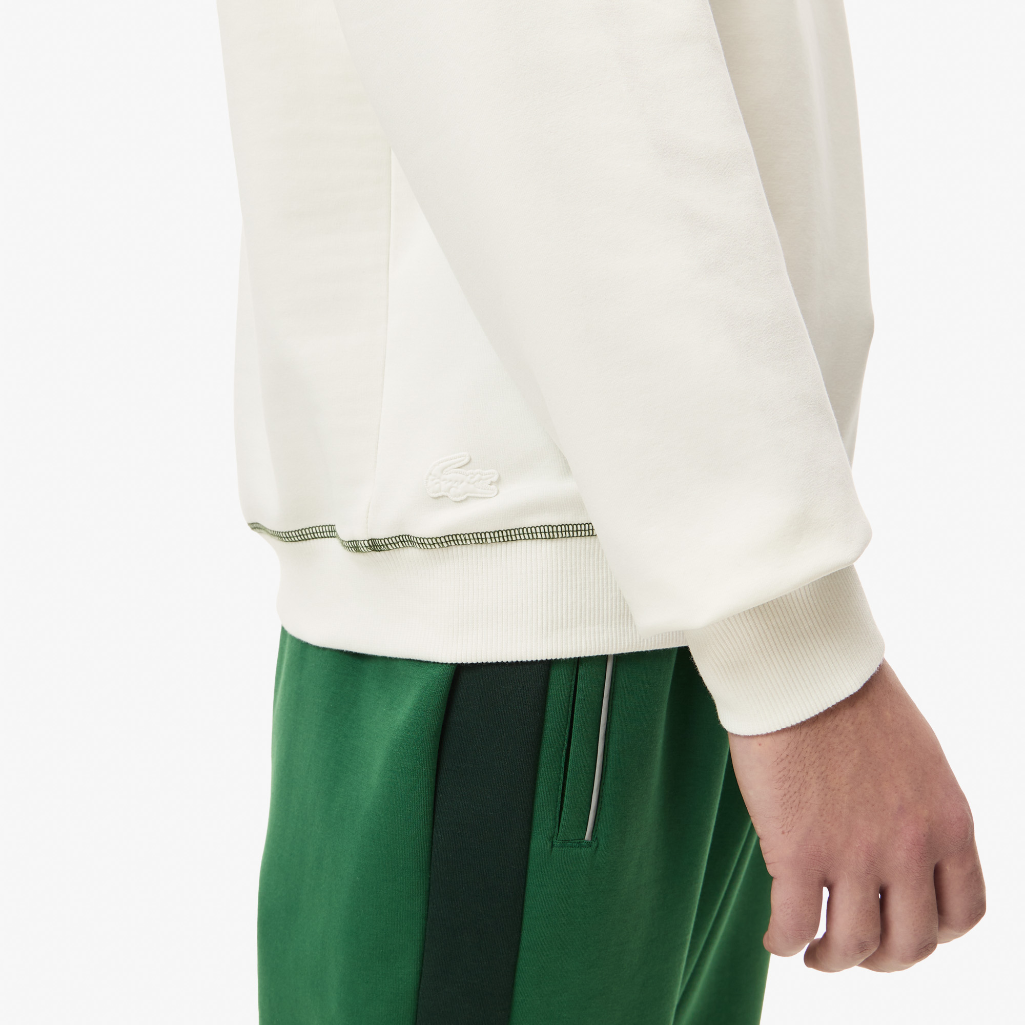 Мужской хлопковый свитшот Lacoste REGULAR FIT SH2620 молочный  Фото 4