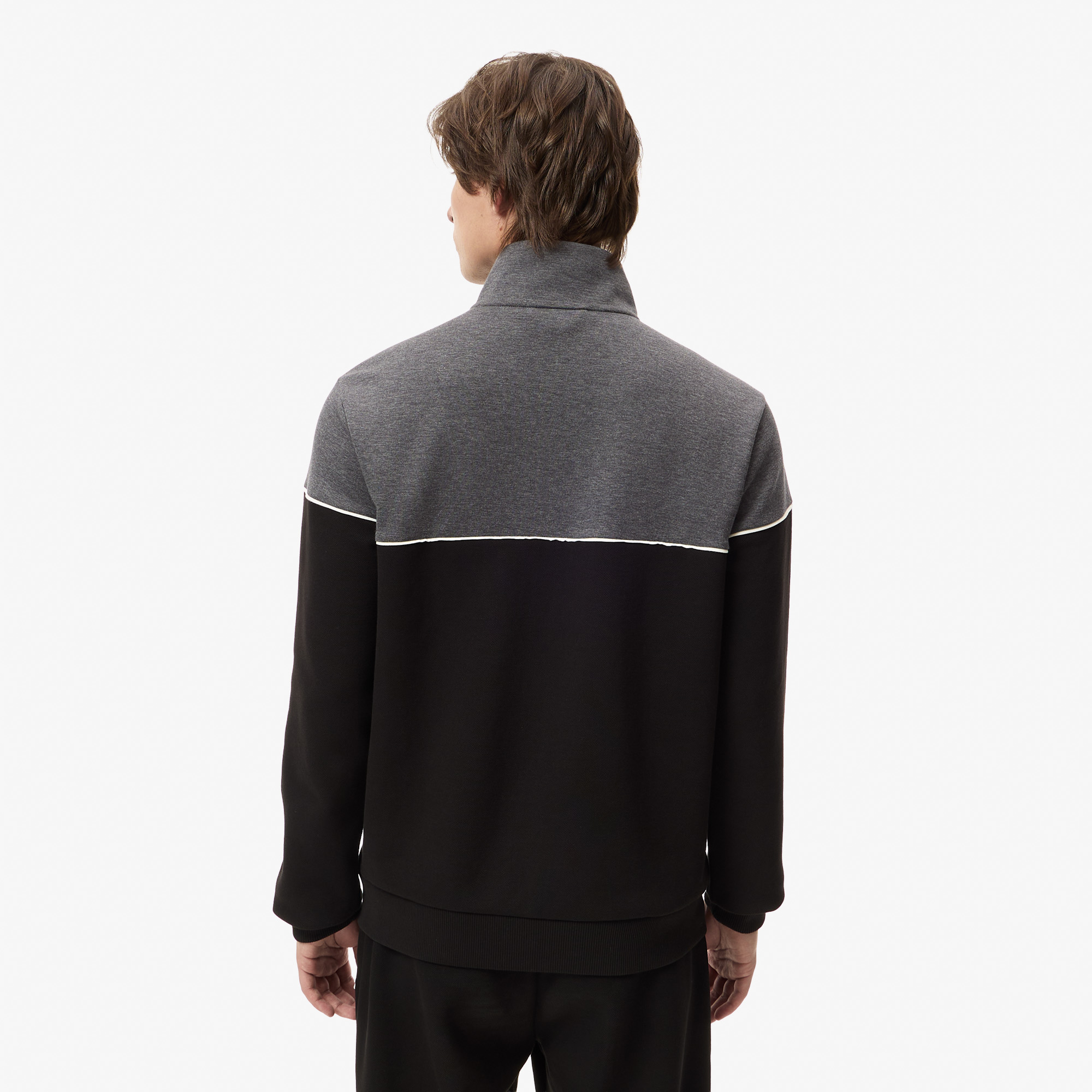 Мужской хлопковый свитшот Lacoste SLIM FIT SH2623 чёрный  Фото 2