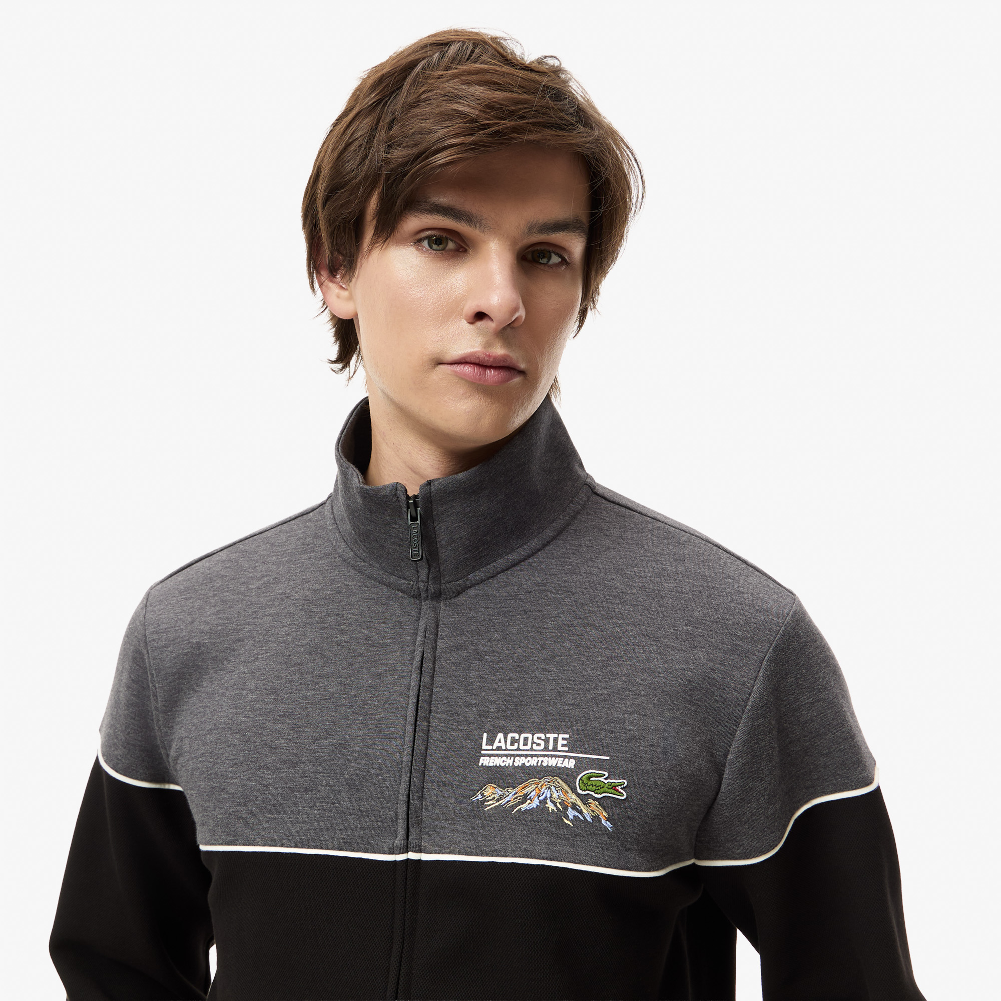 Мужской хлопковый свитшот Lacoste SLIM FIT SH2623 чёрный  Фото 3