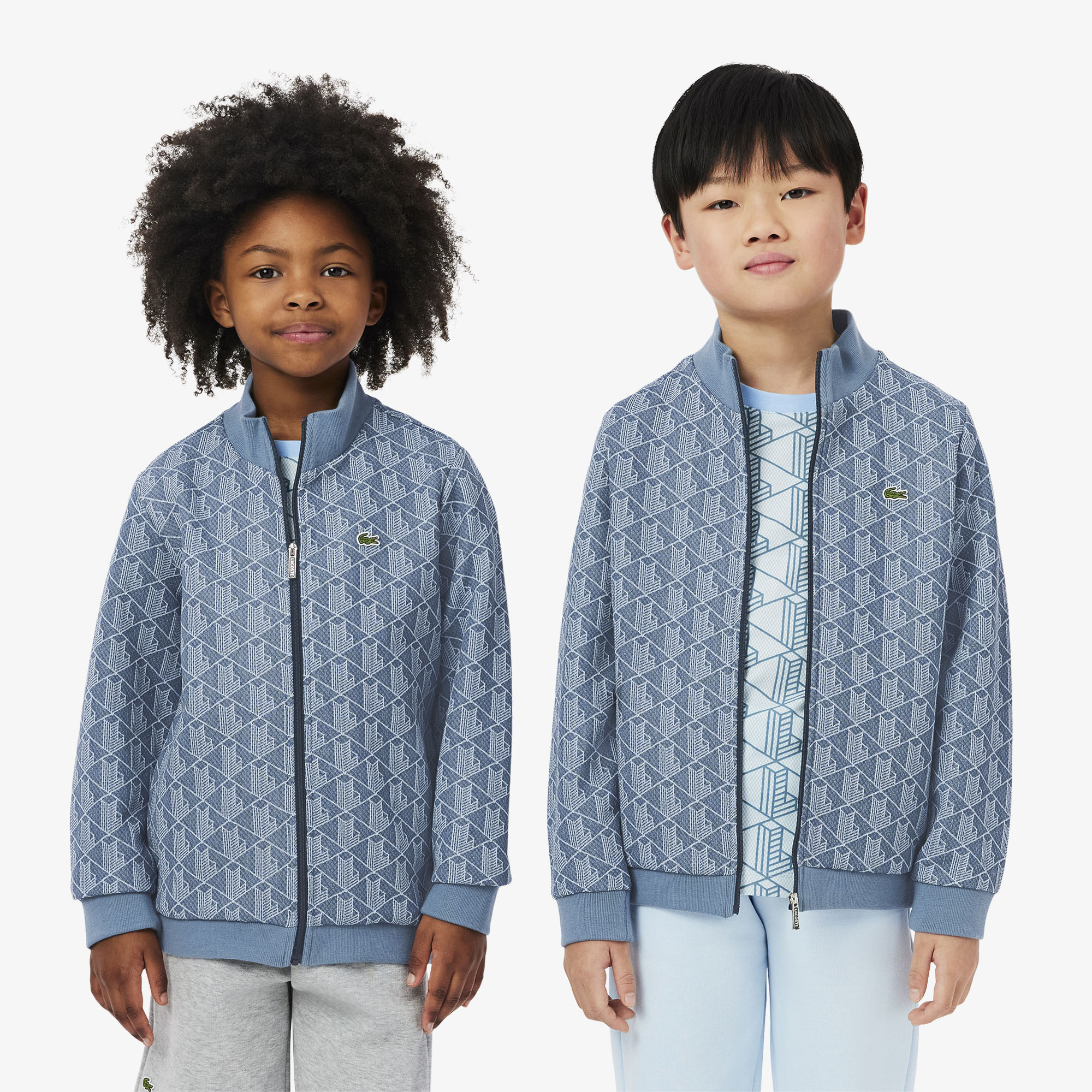 Детская толстовка Lacoste Paris Monogram с высоким воротом на молнии, синий, арт. sj1233