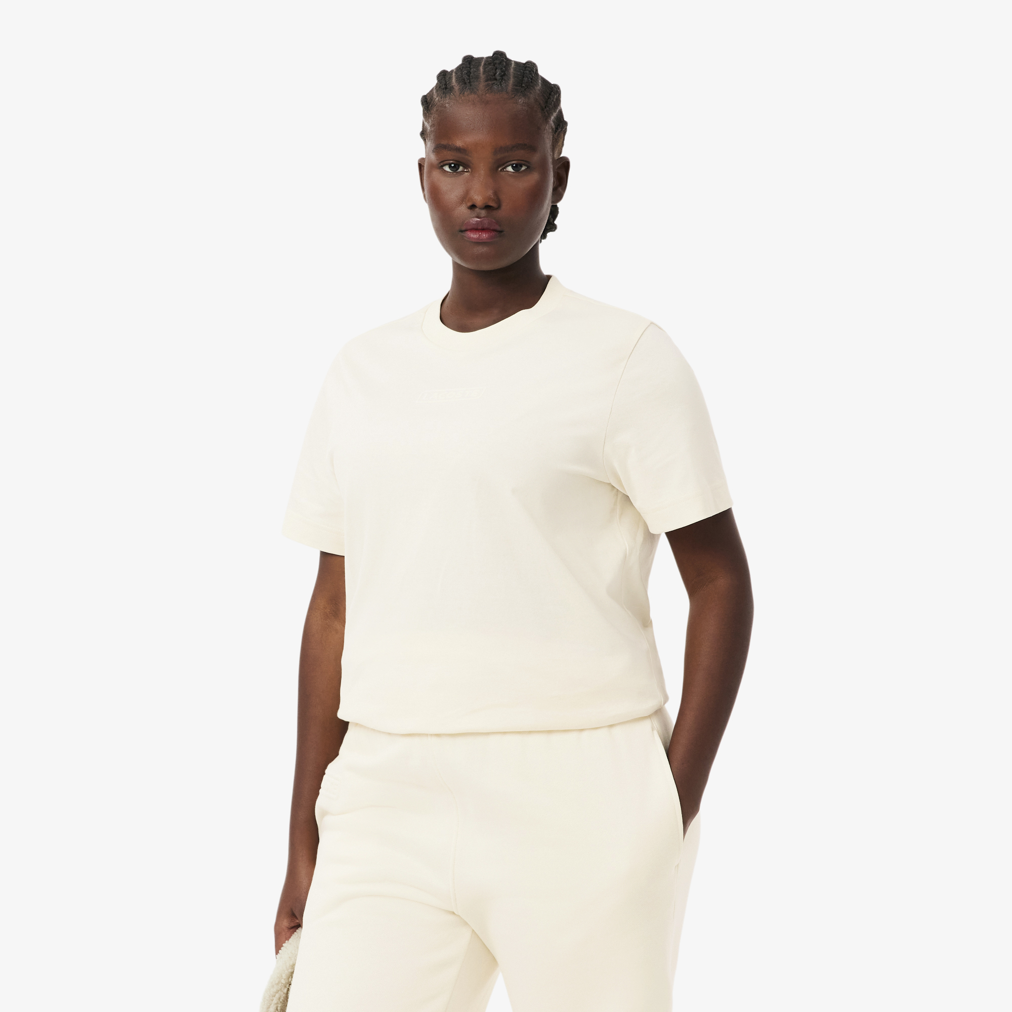 Женская футболка Lacoste из хлопка TF0355 белый  Фото 5