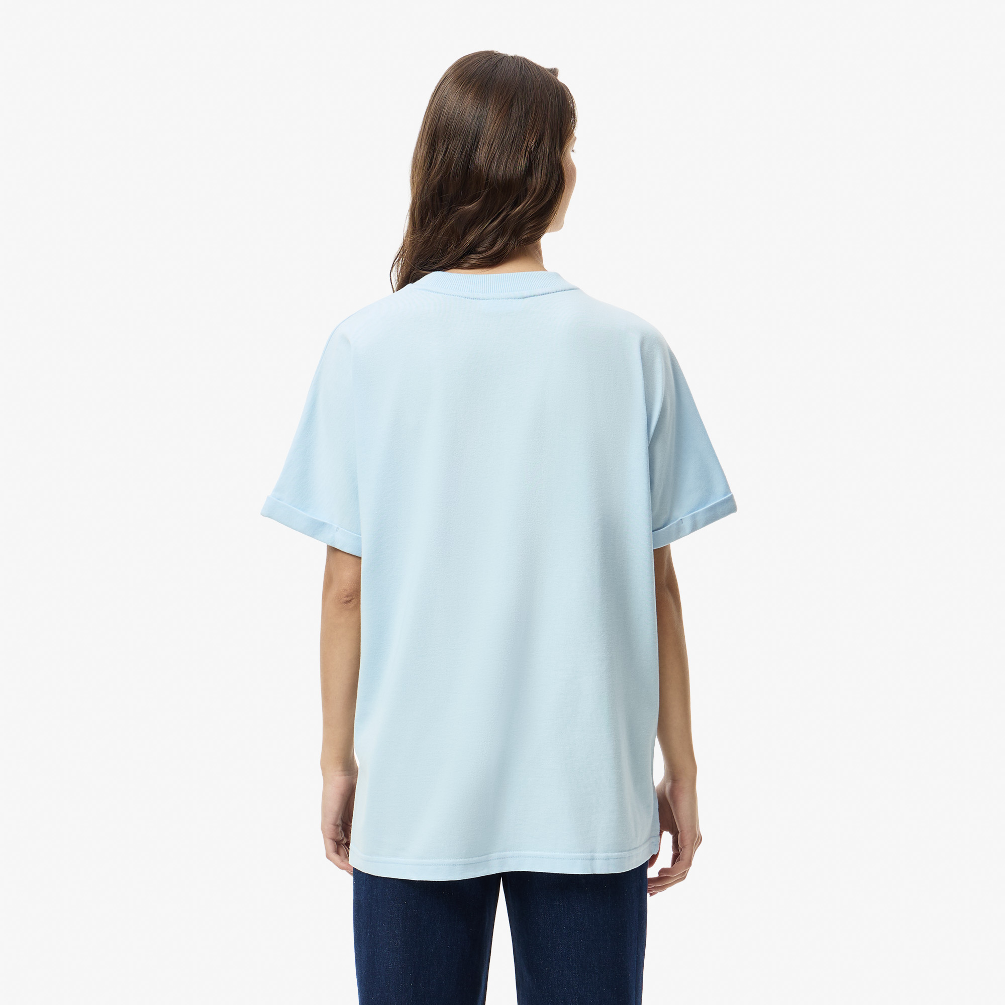 Женская футболка Lacoste из хлопка TF0514 голубой  Фото 2