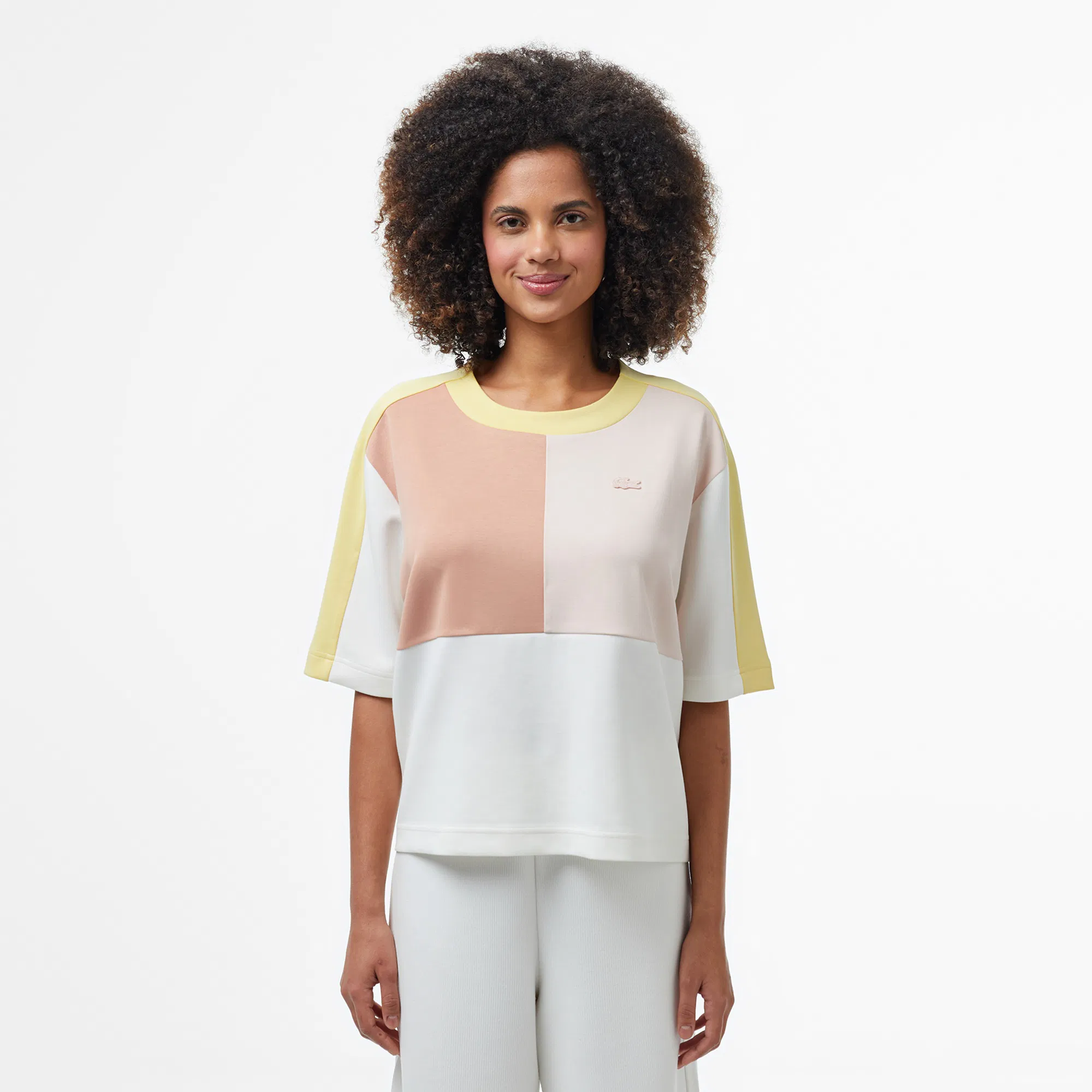 Женская эластиная футболка Lacoste TF0522 розовый 