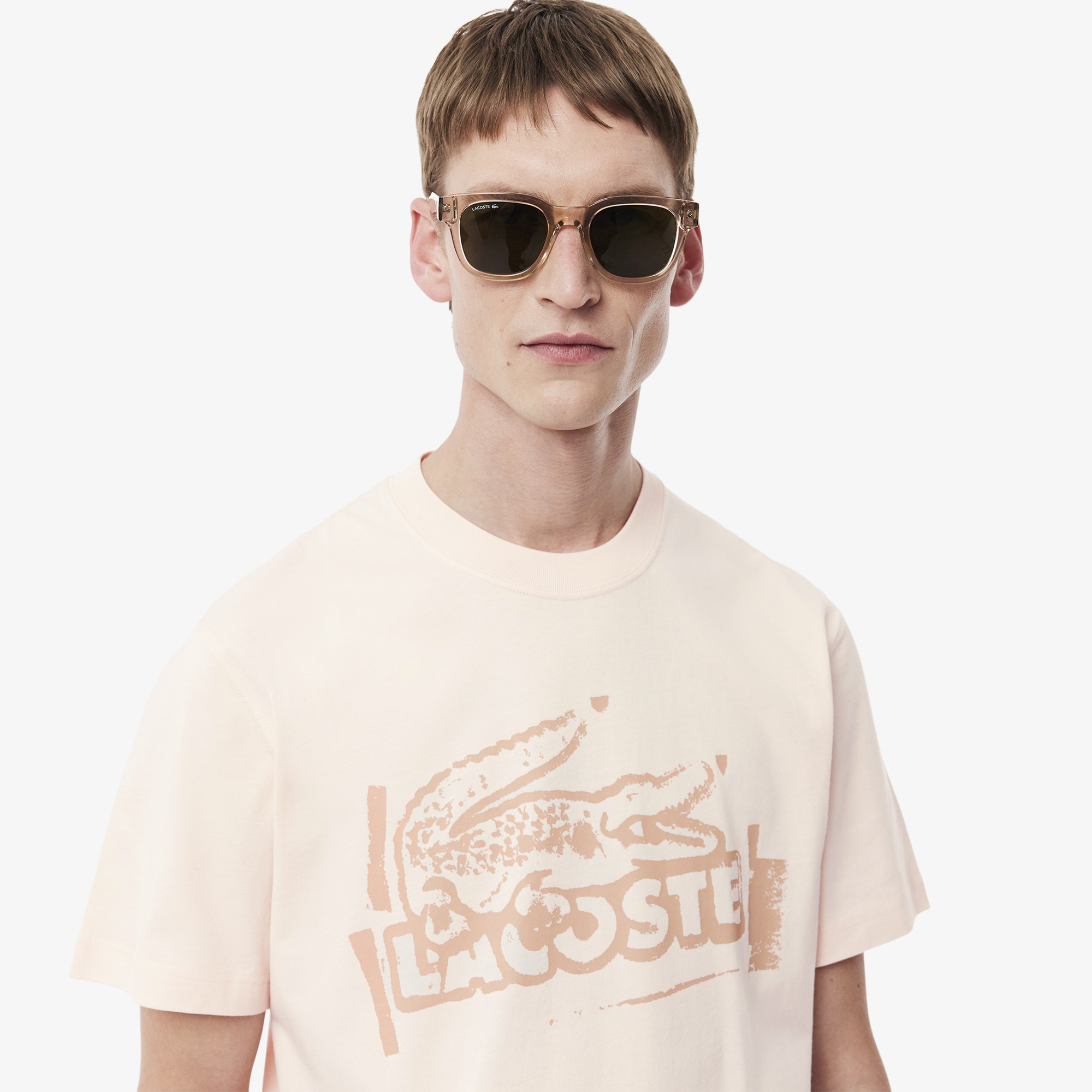 Мужская футболка Lacoste из органического хлопка TH0284 розовый  Фото 3