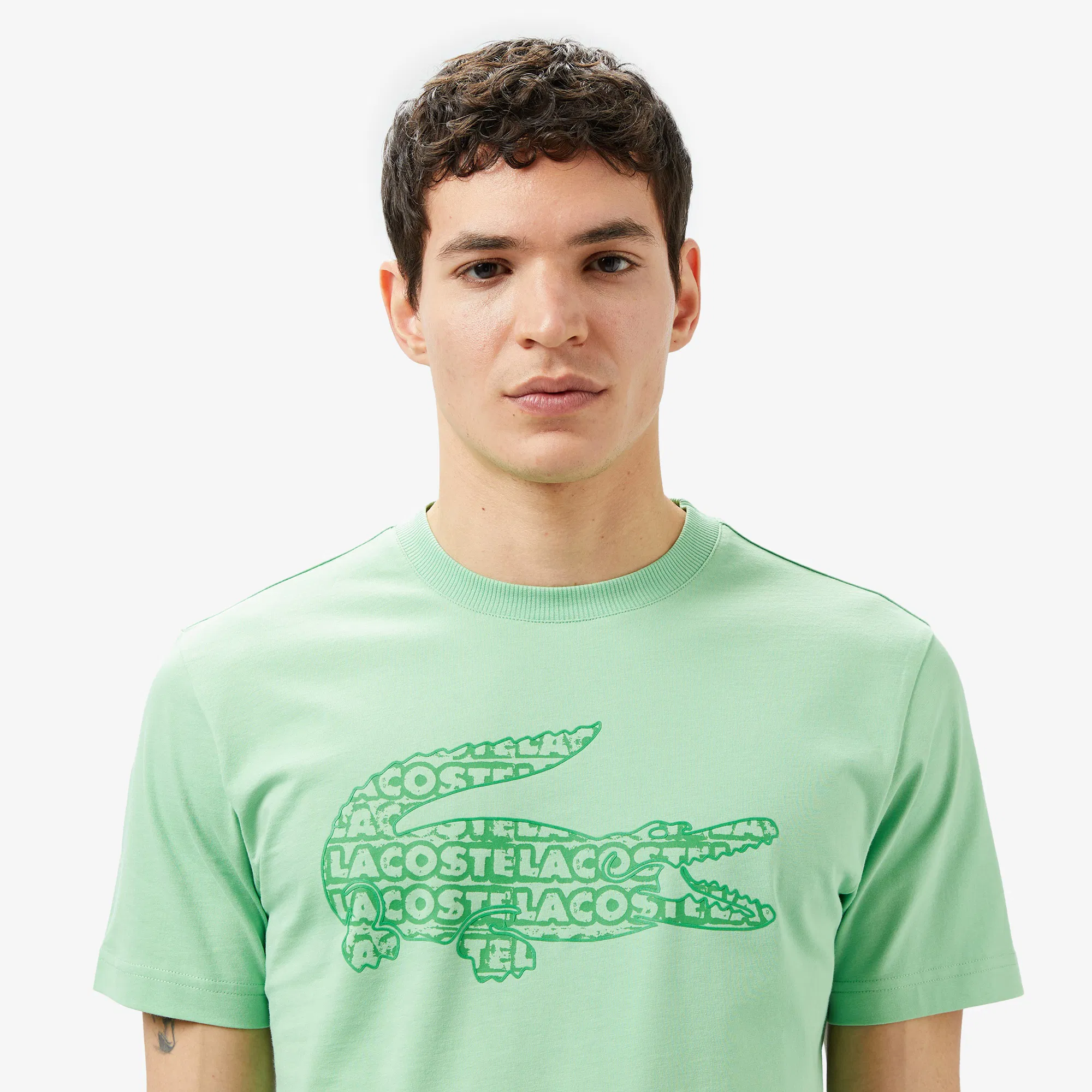 Мужская футболка Lacoste из хлопка TH0508 зелёный  Фото 3