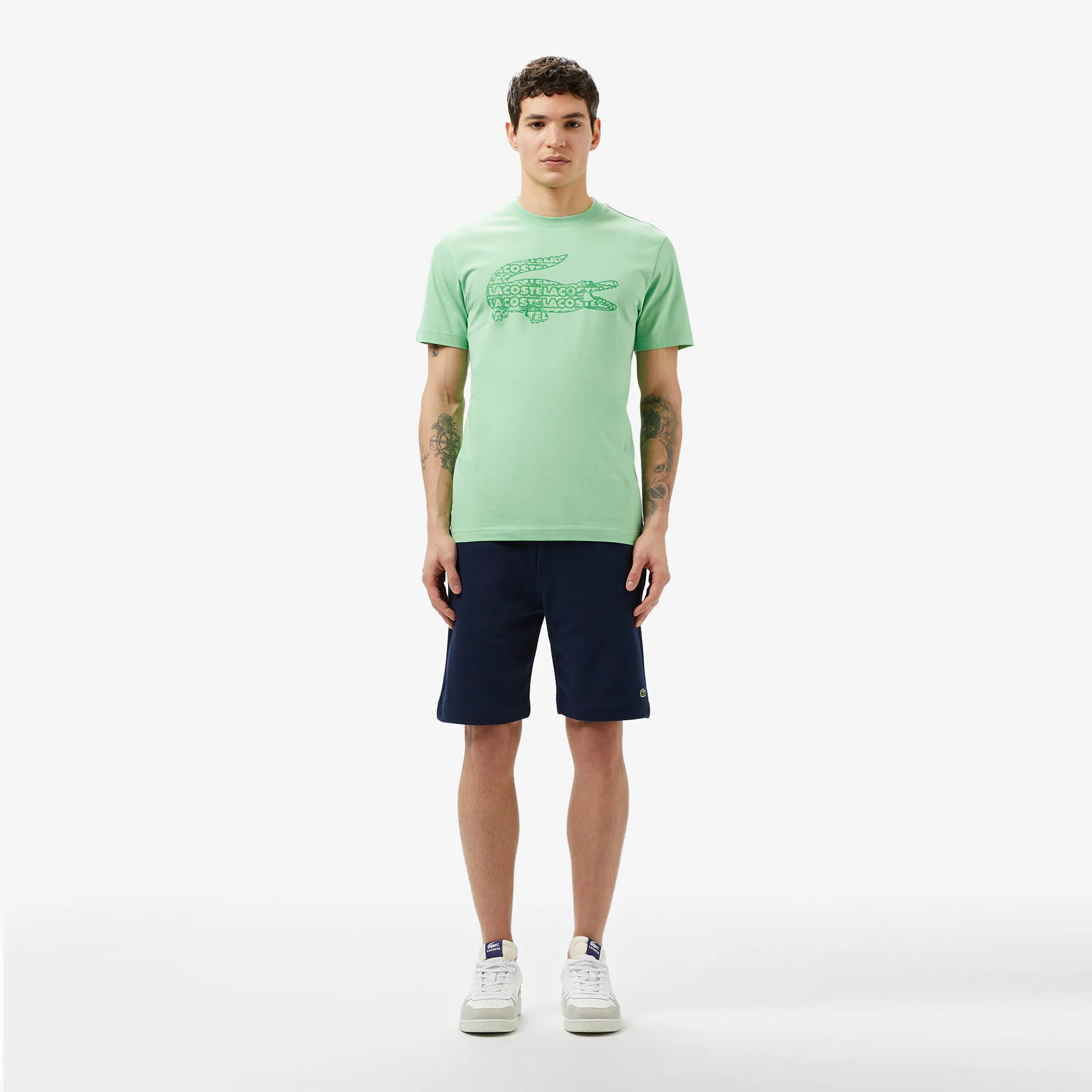 Мужская футболка Lacoste из хлопка TH0508 зелёный  Фото 4