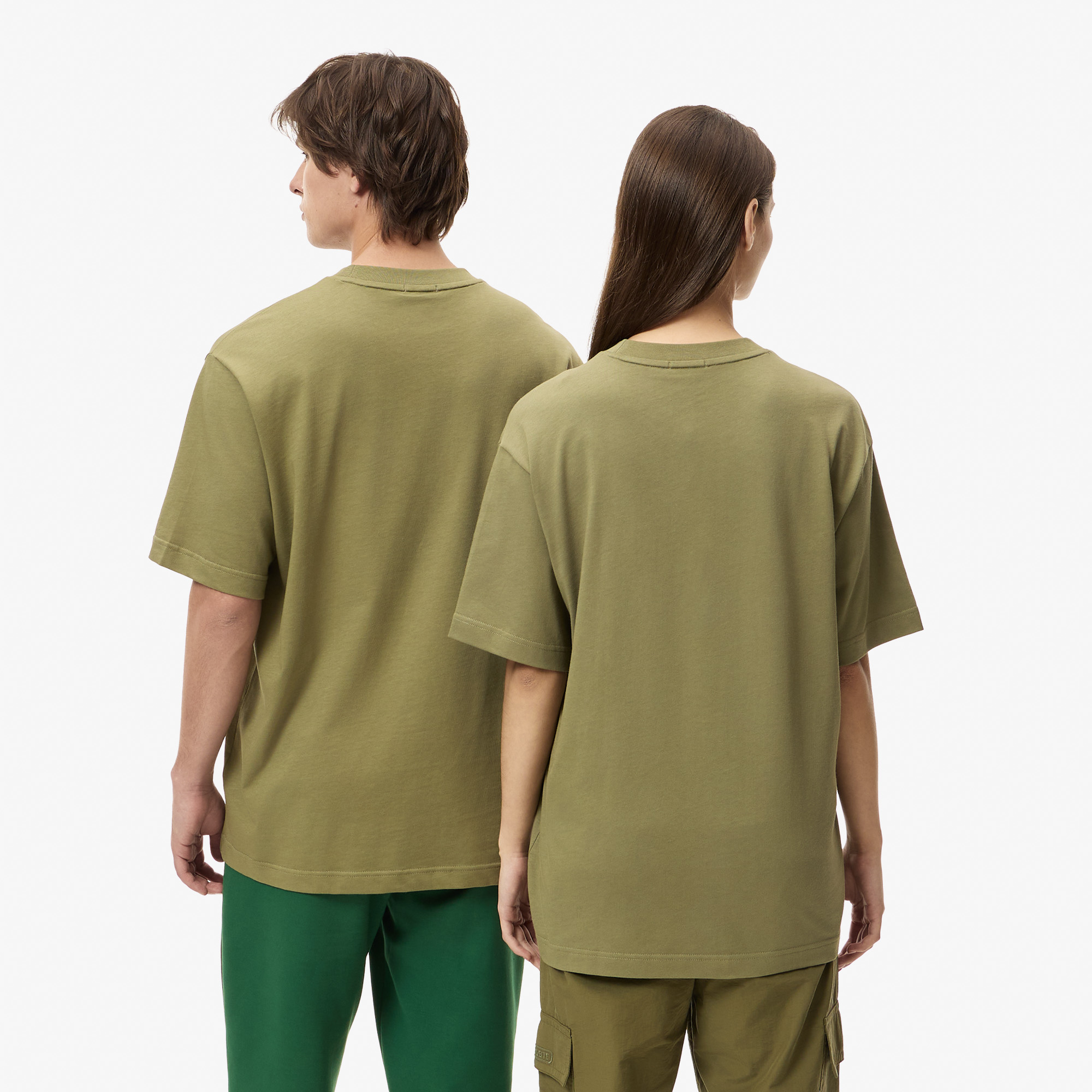 Футболка Lacoste Unisex из плотного хлопка TH2745P хаки  Фото 2