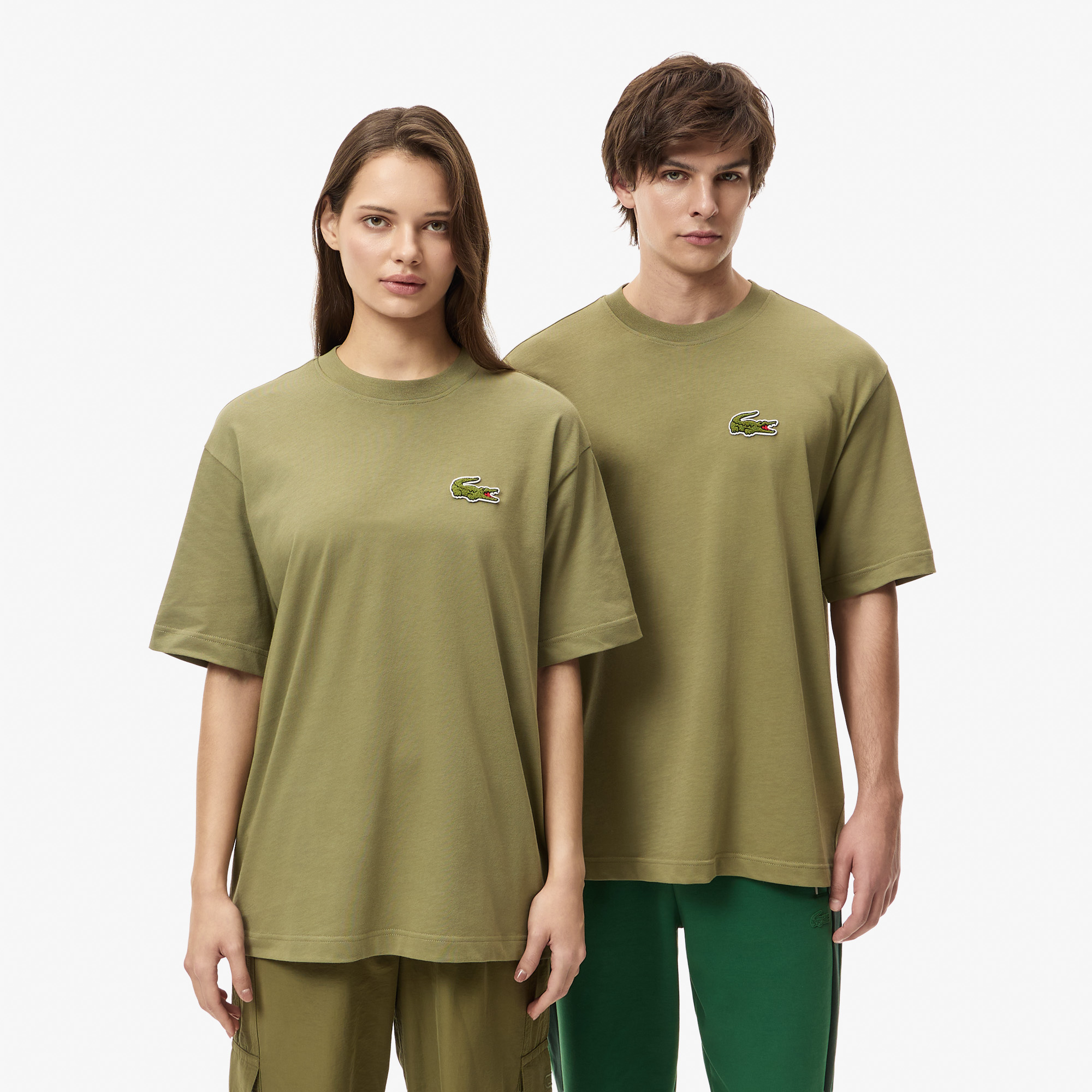 Футболка Lacoste Unisex из плотного хлопка TH2745P хаки 