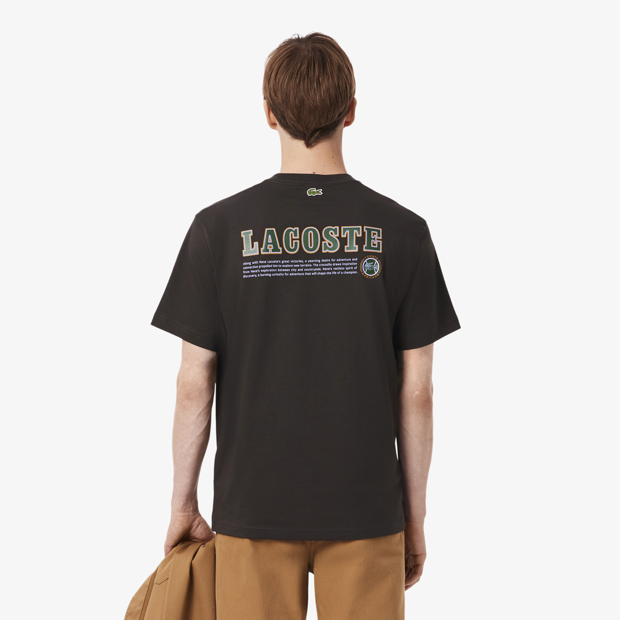 Мужская футболка Lacoste Classic Fit из органического хлопка TH5903 коричневый  Фото 2