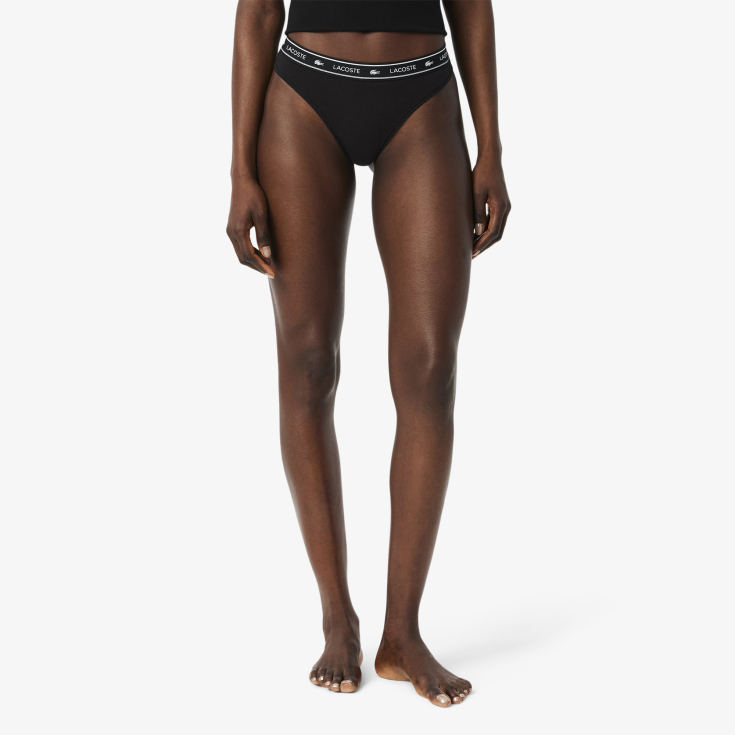 Женские трусики-стринги Lacoste из эластичного хлопка с логотипом на талии
