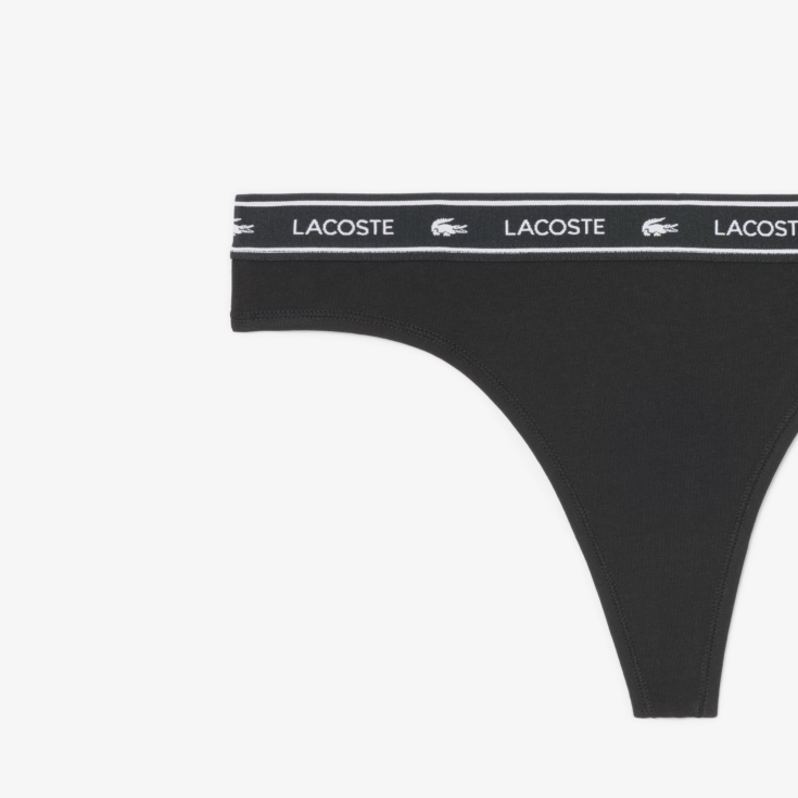 Женские трусики-стринги Lacoste из эластичного хлопка с логотипом на талии