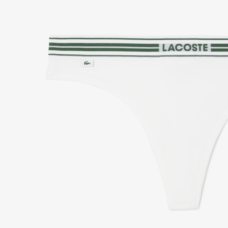Женские трусики-стринги Lacoste из эластичного хлопка с логотипом на талии
