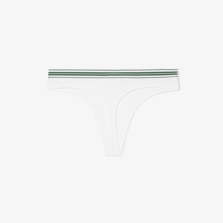 Женские трусики-стринги Lacoste из эластичного хлопка с логотипом на талии