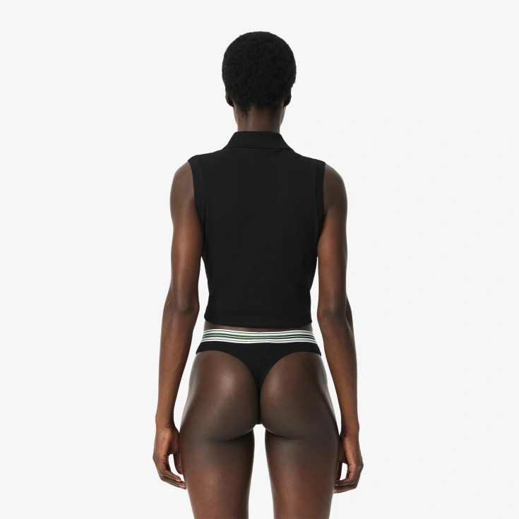 Женские трусики-стринги Lacoste из эластичного хлопка с логотипом на талии