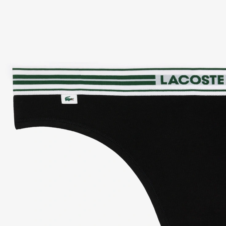 Женские трусики-стринги Lacoste из эластичного хлопка с логотипом на талии