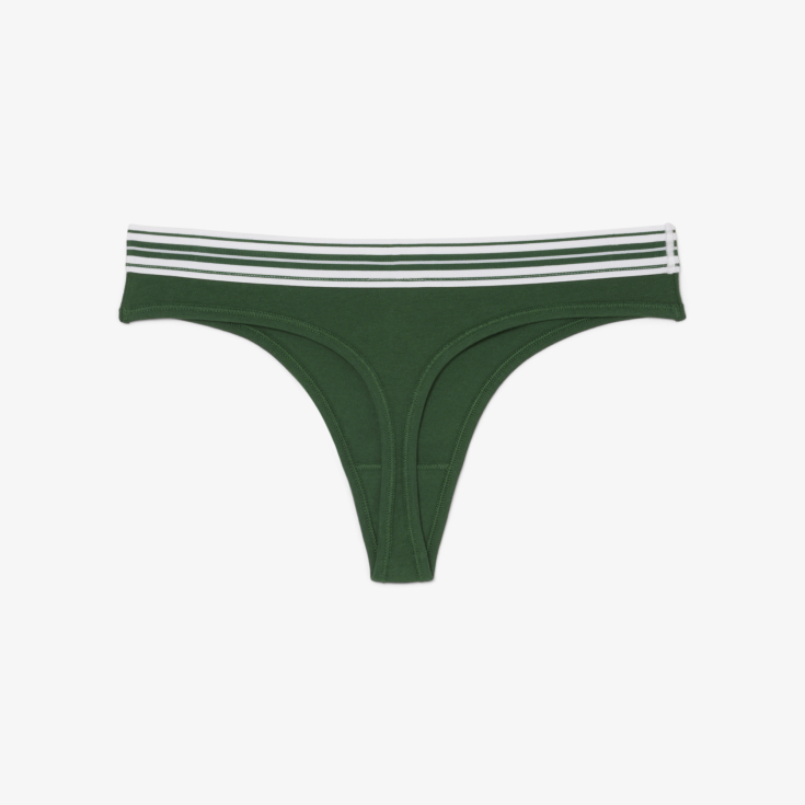 Женские трусики-стринги Lacoste из эластичного хлопка с логотипом на талии