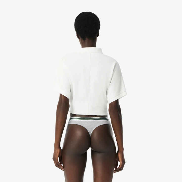 Женские трусики-стринги Lacoste из эластичного хлопка с логотипом на талии
