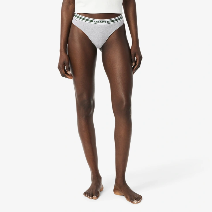 Женские трусики-стринги Lacoste из эластичного хлопка с логотипом на талии