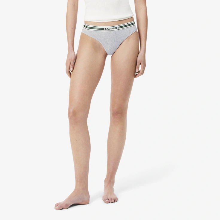 Женские трусики-стринги Lacoste из эластичного хлопка с логотипом на талии