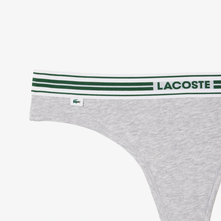 Женские трусики-стринги Lacoste из эластичного хлопка с логотипом на талии