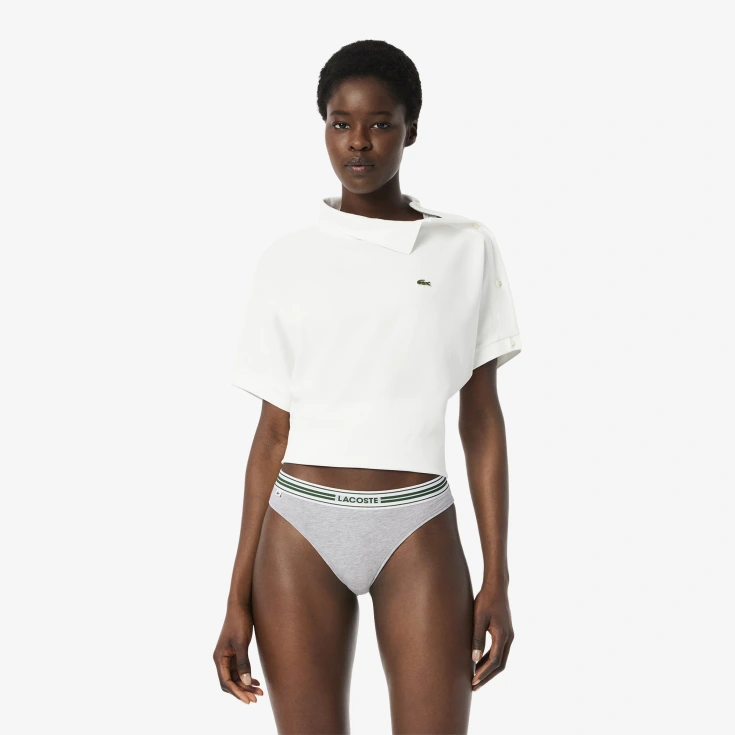 Женские трусики-стринги Lacoste из эластичного хлопка с логотипом на талии