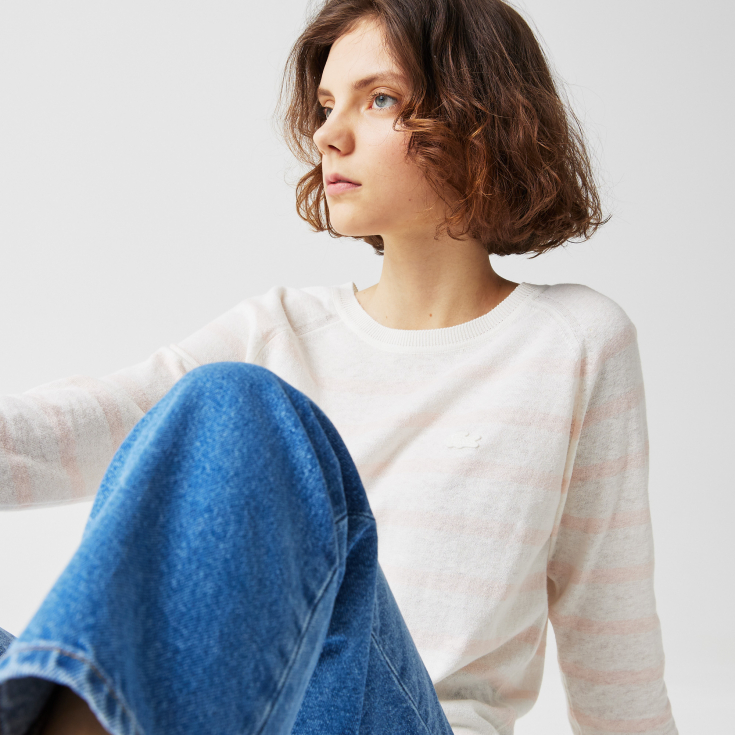 Женский свитер Lacoste из смеси хлопка и льна