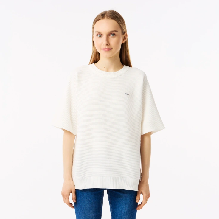 Женский вязаная футболка Lacoste Oversize с коротким рукавом