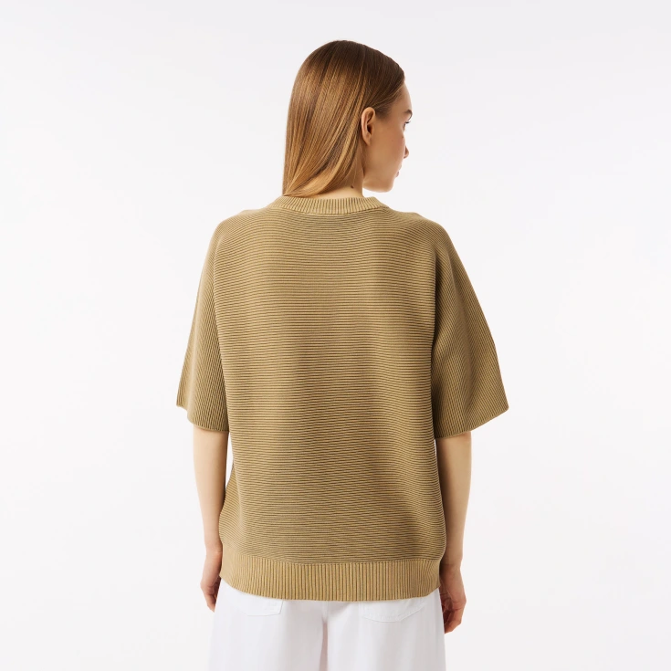 Женский вязаная футболка Lacoste Oversize с коротким рукавом