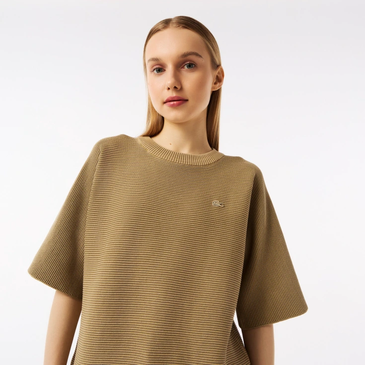 Женский вязаная футболка Lacoste Oversize с коротким рукавом