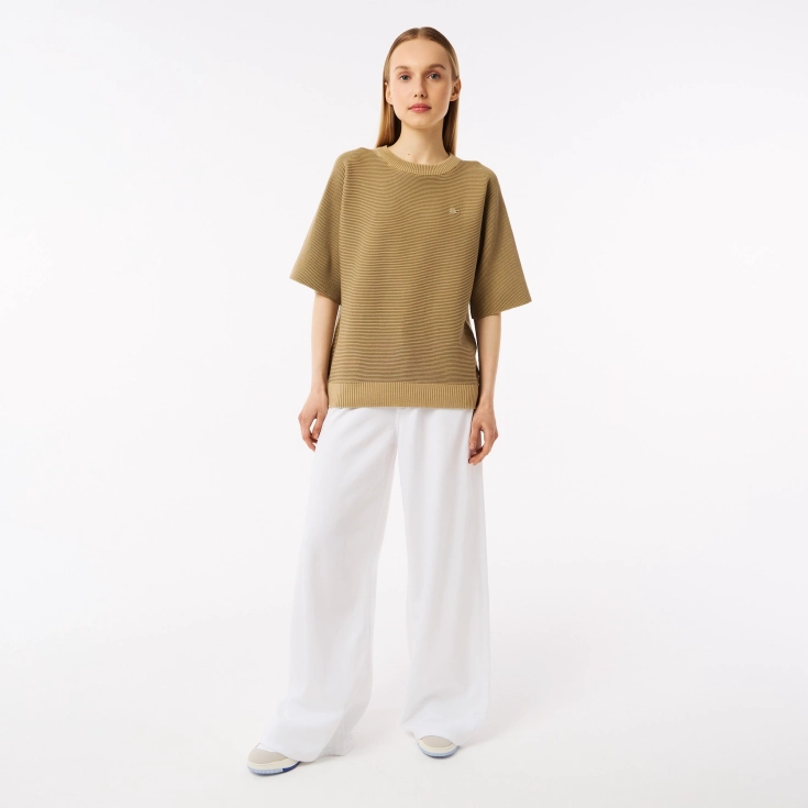 Женский вязаная футболка Lacoste Oversize с коротким рукавом