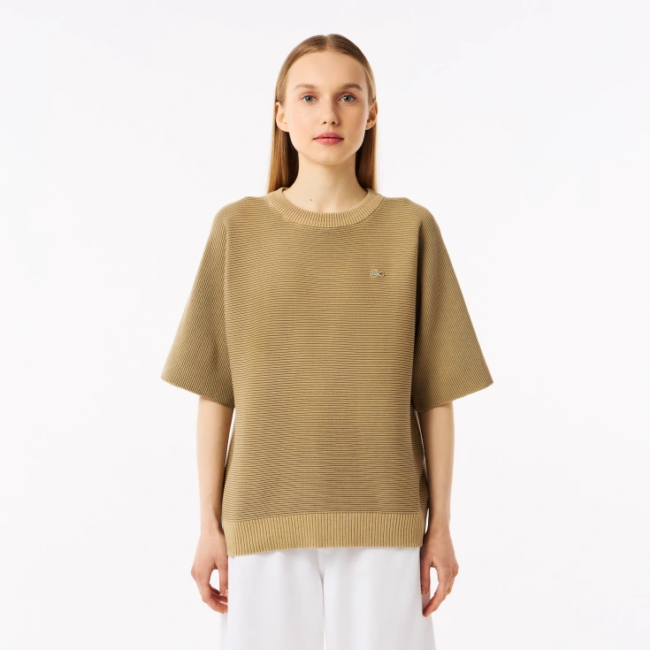 Женский вязаная футболка Lacoste Oversize с коротким рукавом