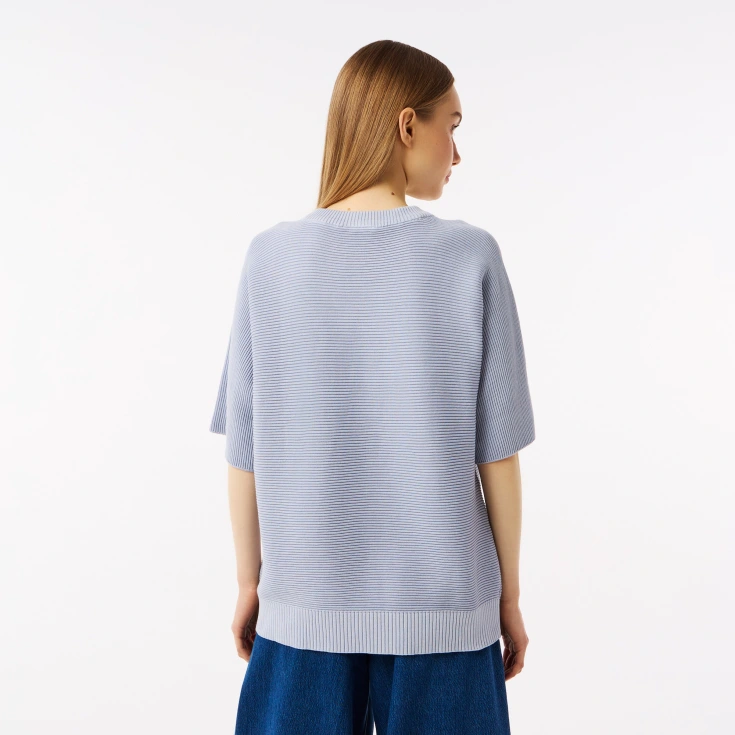 Женский вязаная футболка Lacoste Oversize с коротким рукавом