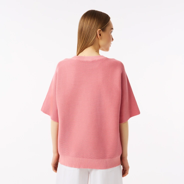 Женский вязаная футболка Lacoste Oversize с коротким рукавом