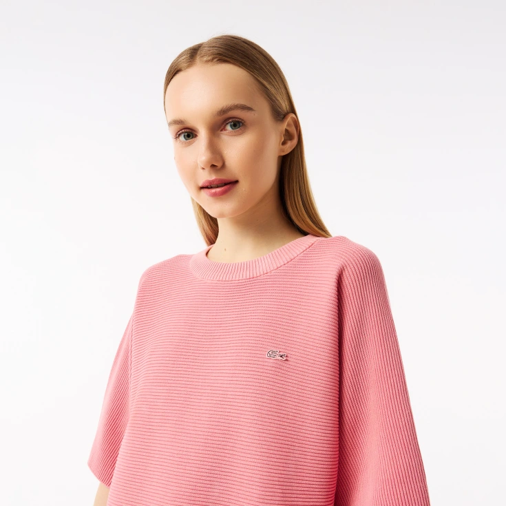 Женский вязаная футболка Lacoste Oversize с коротким рукавом