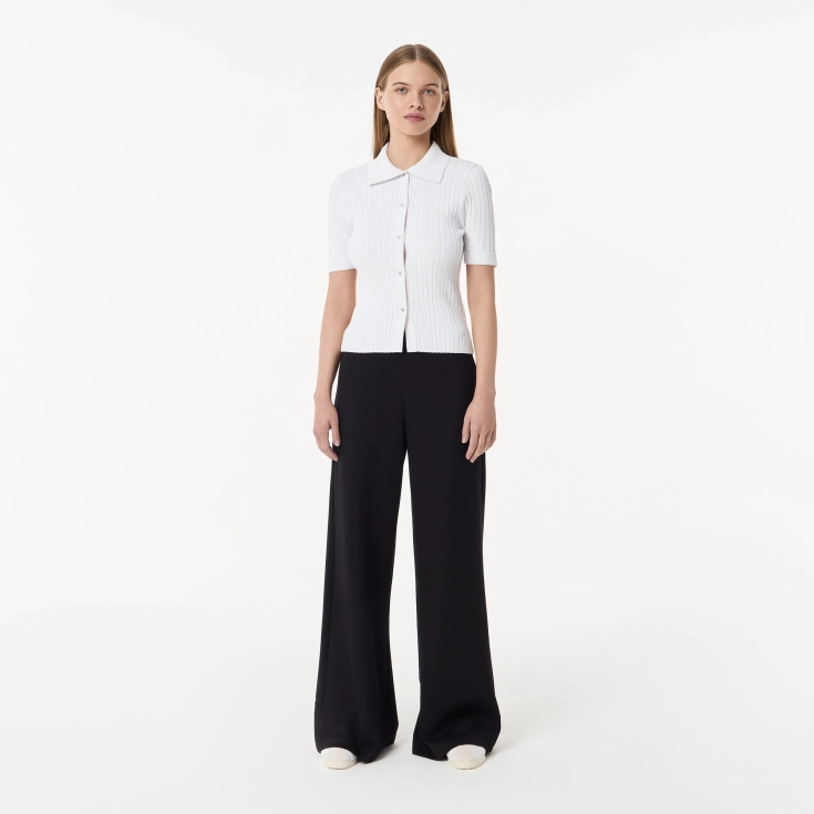 Женский лёгкий свитер Lacoste с коротким рукавом и воротником-поло