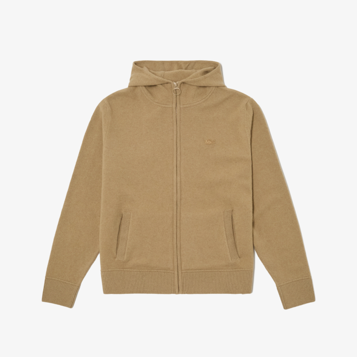 Женский шерстяной свитер-толстовка Lacoste на молнии с капюшоном