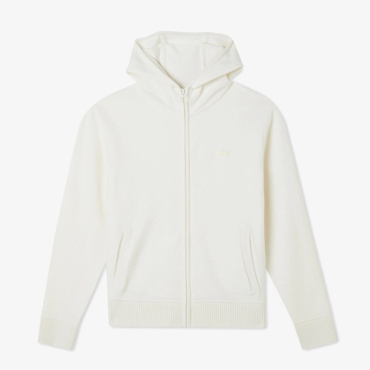 Женский шерстяной свитер-толстовка Lacoste на молнии с капюшоном