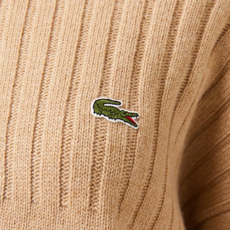 Женский короткий свитер Lacoste на молнии с длинным рукавом